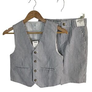 Gymboree Blue and White Striped Vest and Matching Shorts Size 10, 12 Dressed up
